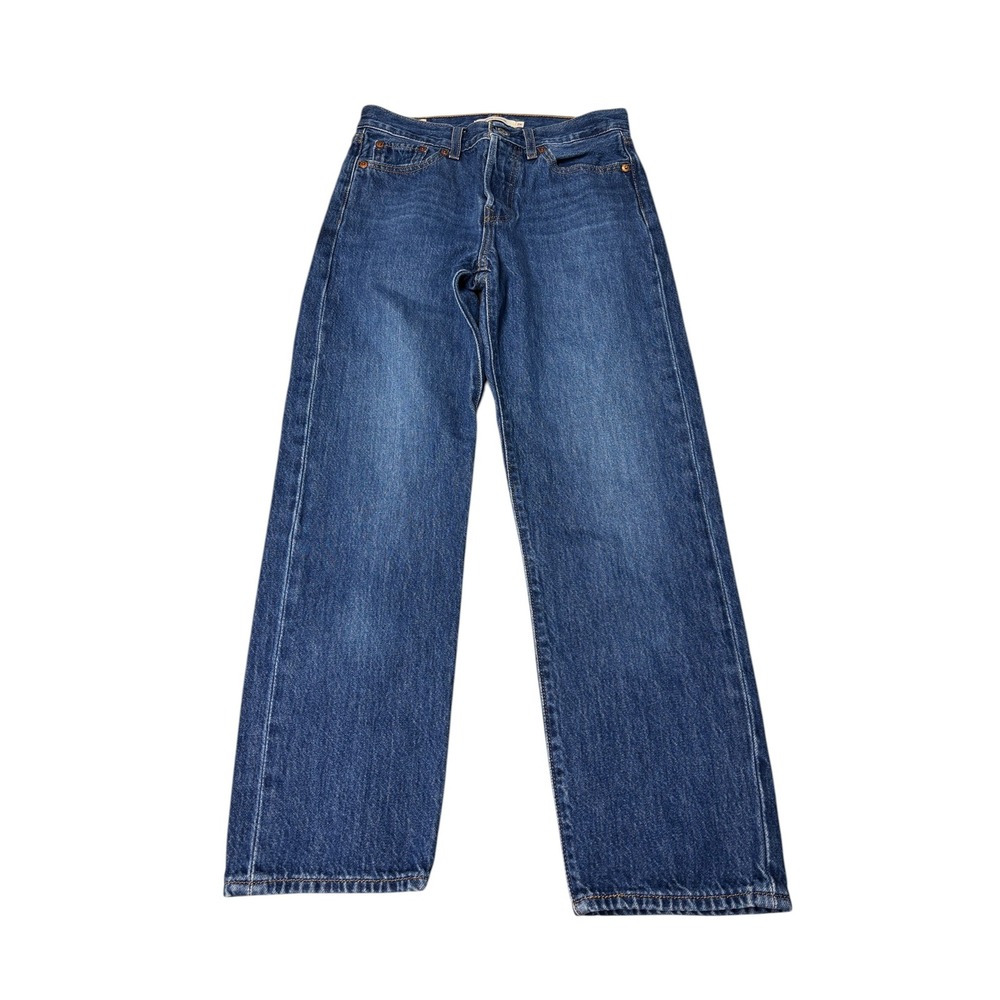 Levis Premium Big E Wedgie Straight Jeans Womens 26X26 Wash Blue‎ Denim Cotton